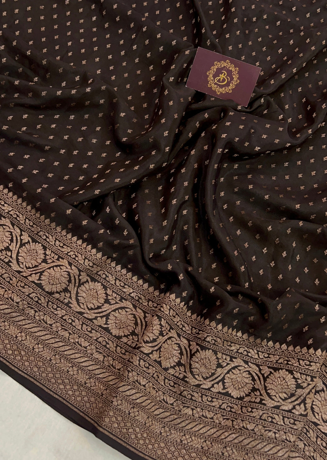 Black Pure Banarasi Khaddi Crepe Silk Saree