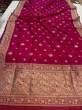 Rani Pink Banarasi Handloom Katan Silk Saree - Aura Benaras