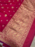 Rani Pink Banarasi Handloom Katan Silk Saree - Aura Benaras