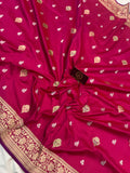 Rani Pink Banarasi Handloom Katan Silk Saree - Aura Benaras