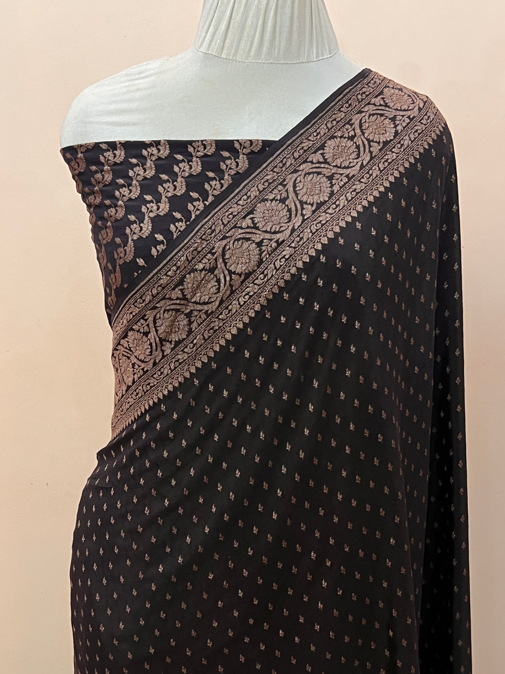 Black Pure Banarasi Khaddi Crepe Silk Saree