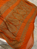 Orange Pure Banarasi Khaddi Georgette Saree - Aura Benaras