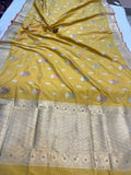 Mustard Yellow Banarasi Handloom Katan Silk Saree - Aura Benaras