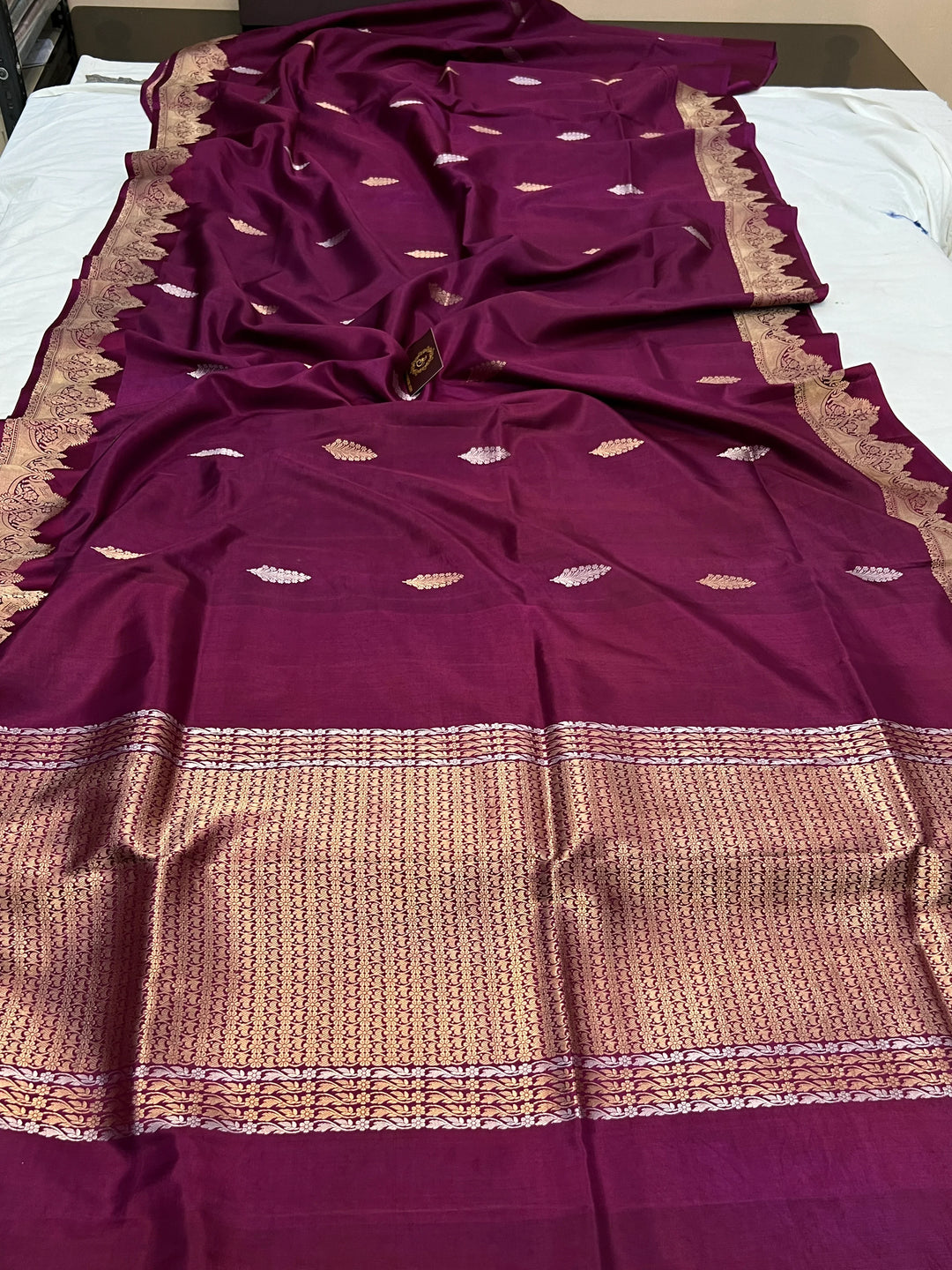 Purple Pure Katan Silk Banarasi Handloom Saree