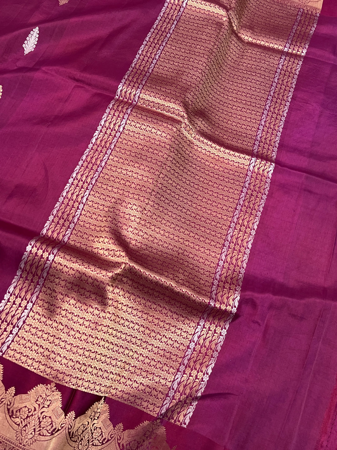 Purple Pure Katan Silk Banarasi Handloom Saree