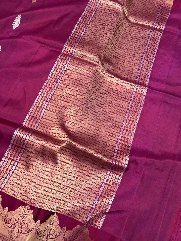 Purple Pure Katan Silk Banarasi Handloom Saree