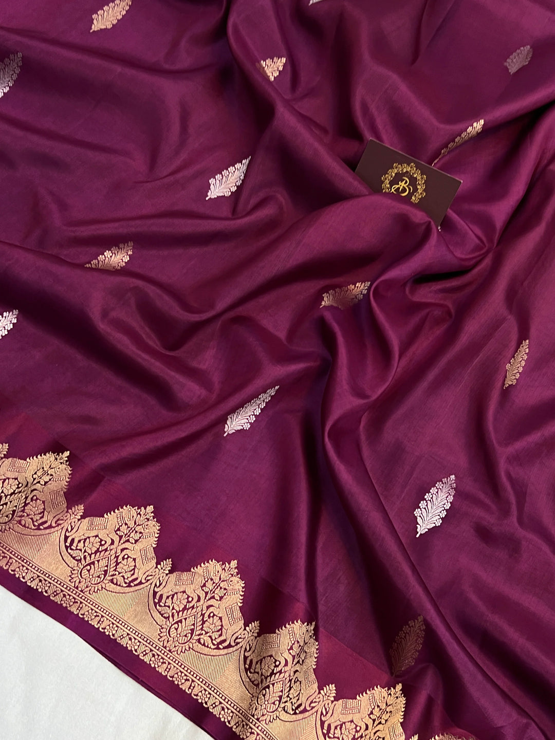 Purple Pure Katan Silk Banarasi Handloom Saree