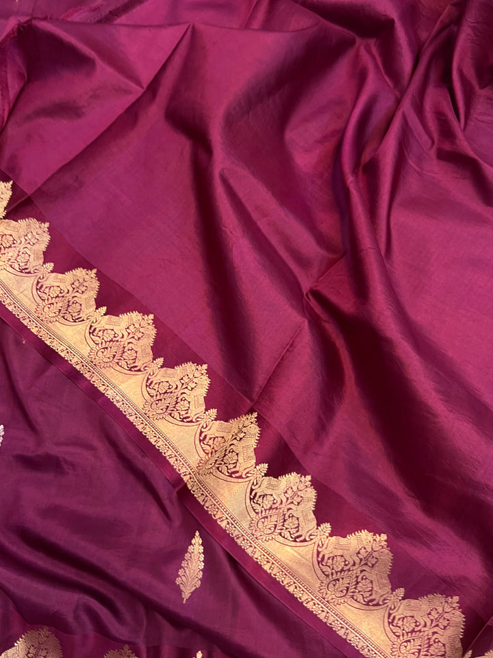 Purple Pure Katan Silk Banarasi Handloom Saree