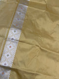 Mustard Yellow Banarasi Handloom Katan Silk Saree - Aura Benaras