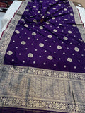 Purple Banarasi Handloom Katan Silk Saree - Aura Benaras