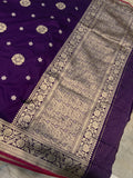 Purple Banarasi Handloom Katan Silk Saree - Aura Benaras