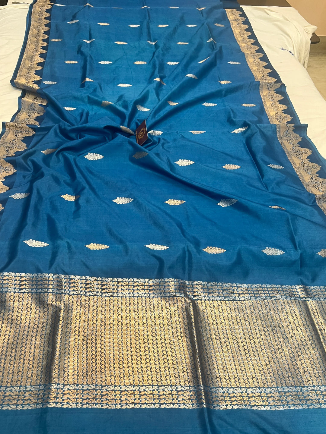 Deep Blue Pure Katan Silk Banarasi Handloom Saree