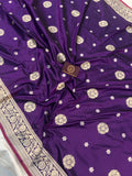 Purple Banarasi Handloom Katan Silk Saree - Aura Benaras