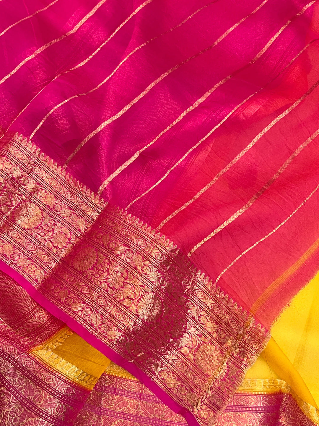 Yellow Banarasi Handloom Kora Silk Saree