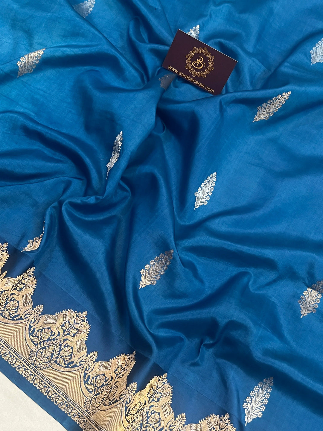 Deep Blue Pure Katan Silk Banarasi Handloom Saree