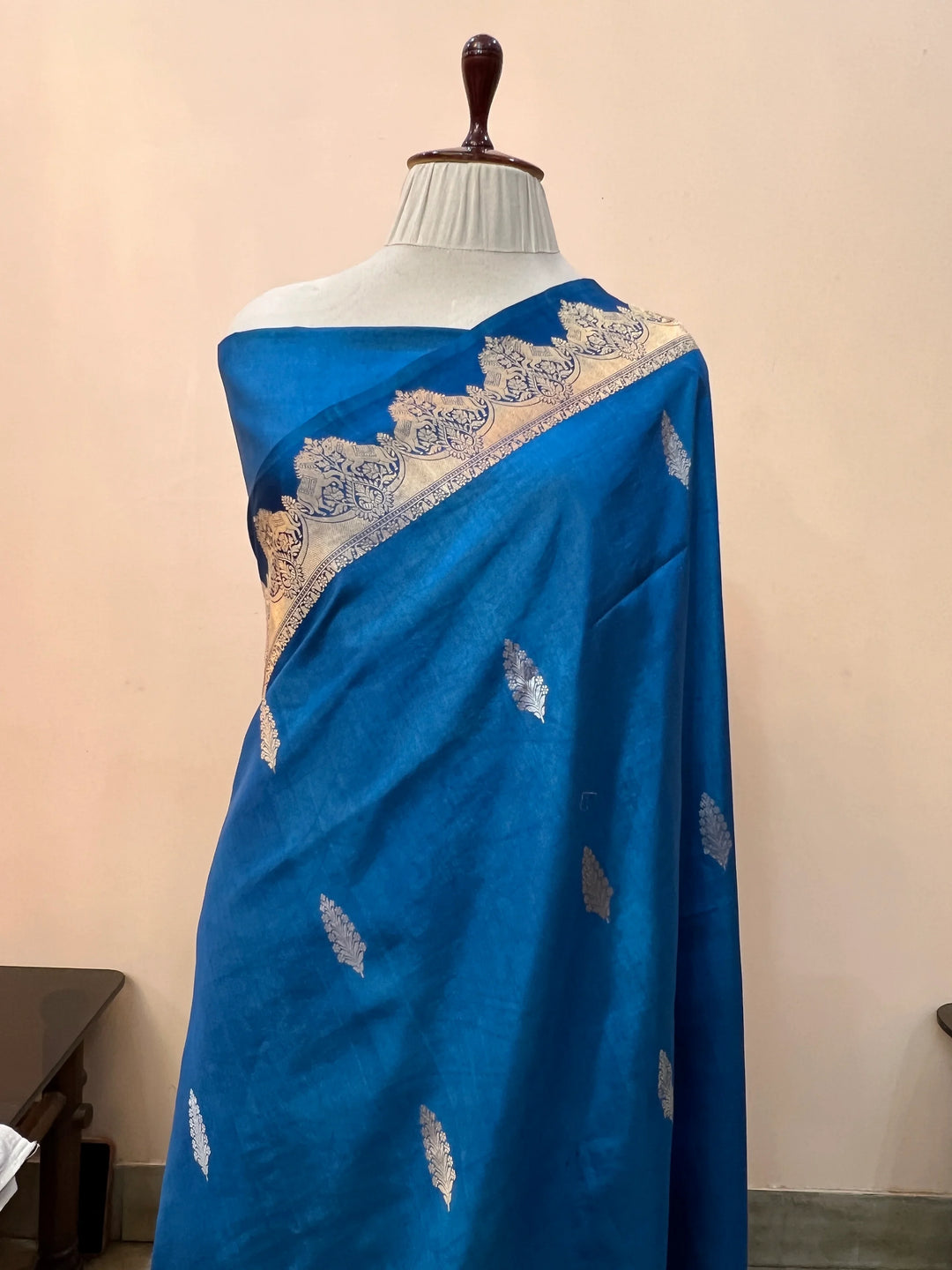 Deep Blue Pure Katan Silk Banarasi Handloom Saree