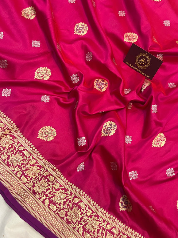 Rani Pink Banarasi Handloom Katan Silk Saree