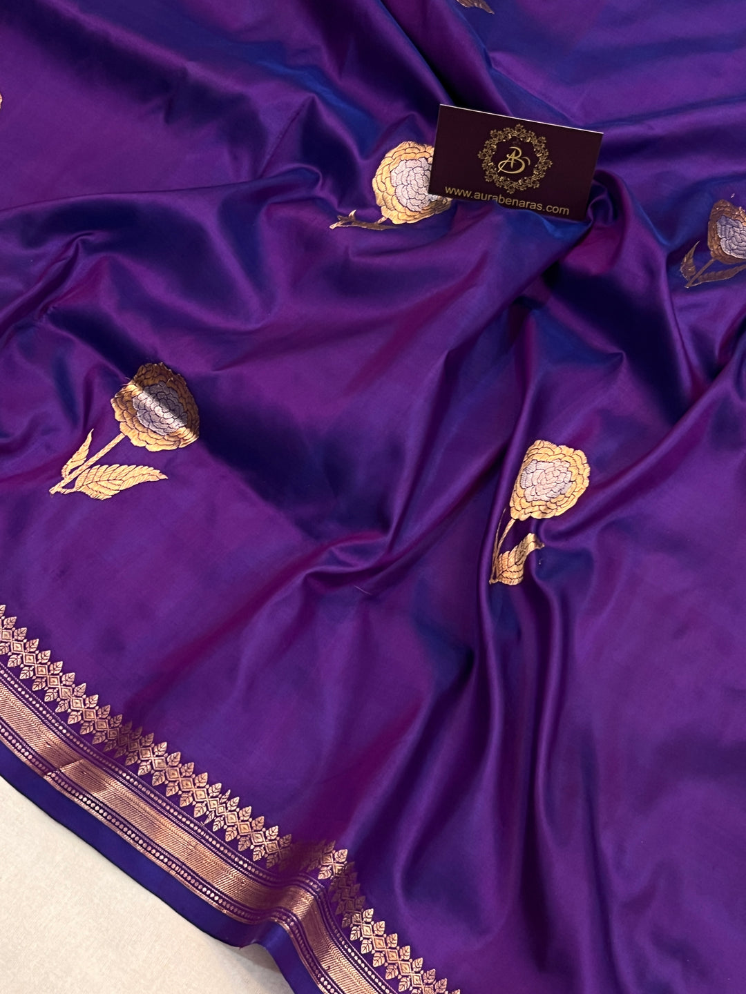 Purple Pure Katan Silk Handloom Banarasi Saree