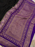 Black Pure Banarasi Khaddi Crepe Silk Saree - Aura Benaras