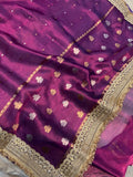 Wine Pure Banarasi Handloom Tissue Silk Saree - Aura Benaras