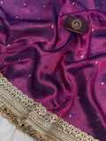 Wine Pure Banarasi Handloom Tissue Silk Saree - Aura Benaras