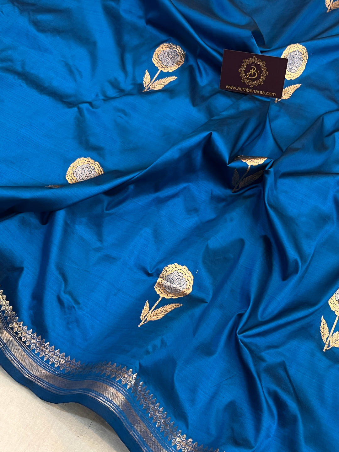 Parsion Blue Pure Katan Silk Handloom Banarasi Saree