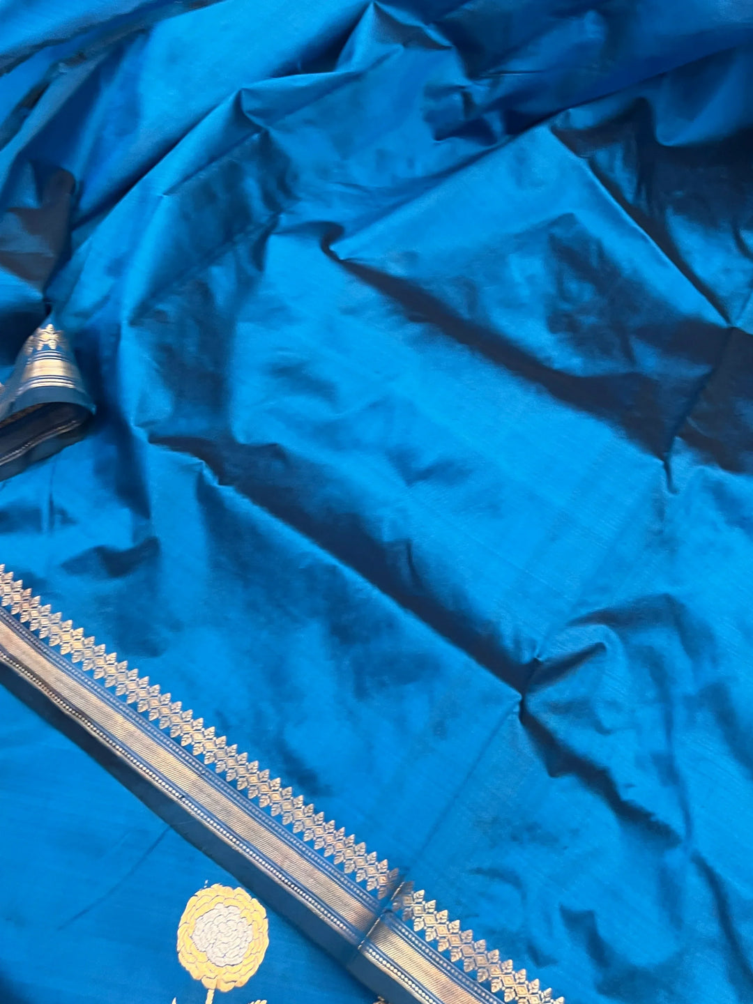 Parsion Blue Pure Katan Silk Handloom Banarasi Saree