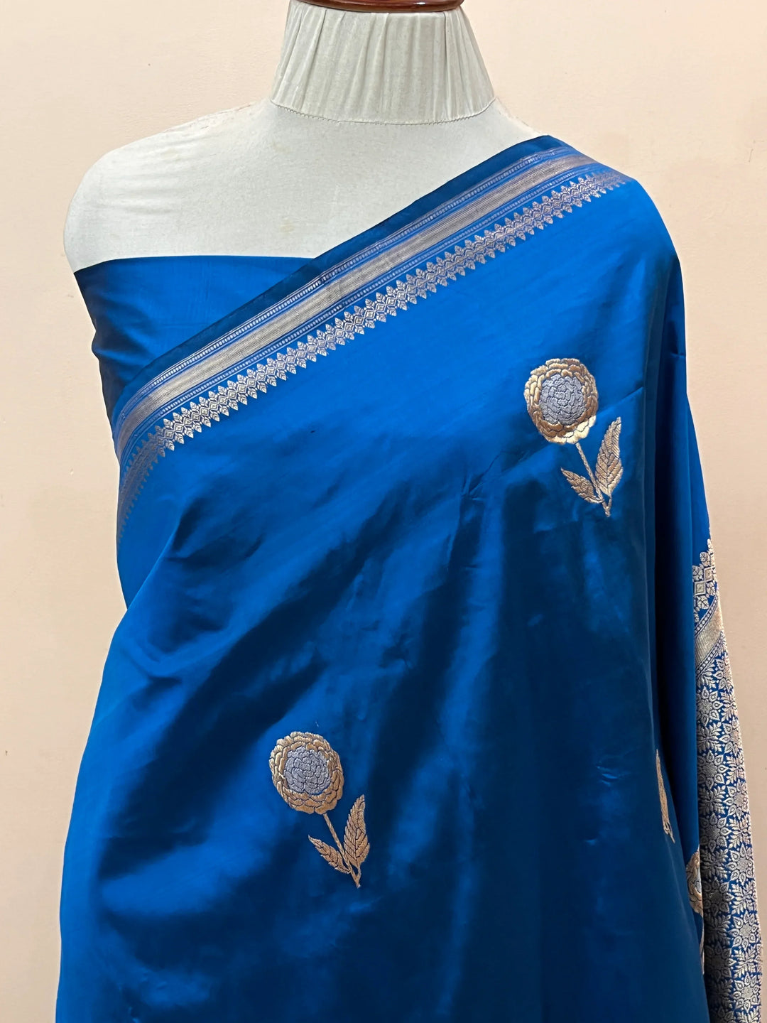 Parsion Blue Pure Katan Silk Handloom Banarasi Saree