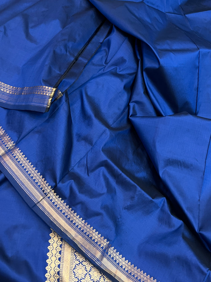 Royal Blue Pure Katan Silk Handloom Banarasi Saree
