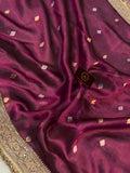 Wine Pure Banarasi Handloom Tissue Silk Saree - Aura Benaras