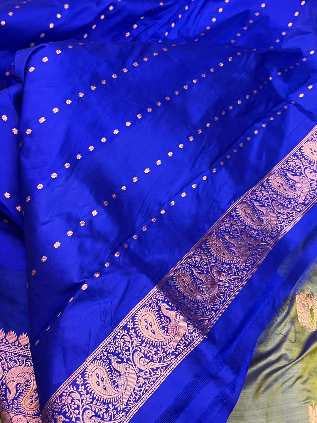 Dusty Pista Green Pure Katan Silk Handloom Banarasi Saree