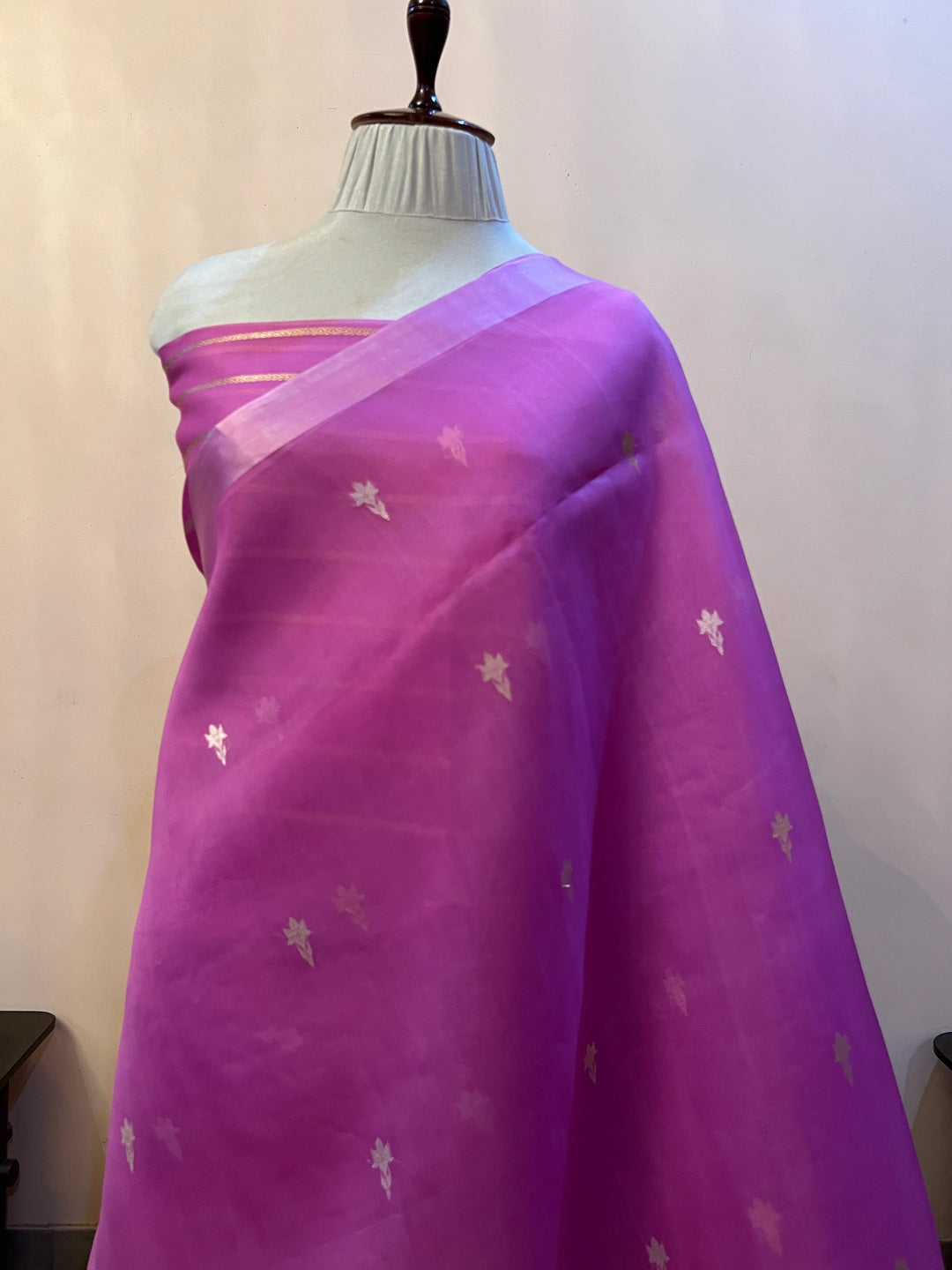 Lavender Pure Kora Silk Handloom Banarasi Saree