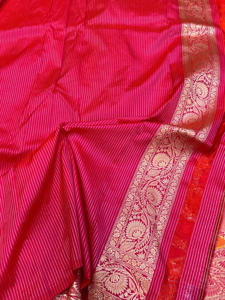 Buy Pink Rangkaat Banarasi Katan Silk Saree - AuraBenaras