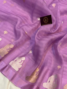 Lavender Pure Banarasi Handloom Silk Saree - Aura Benaras