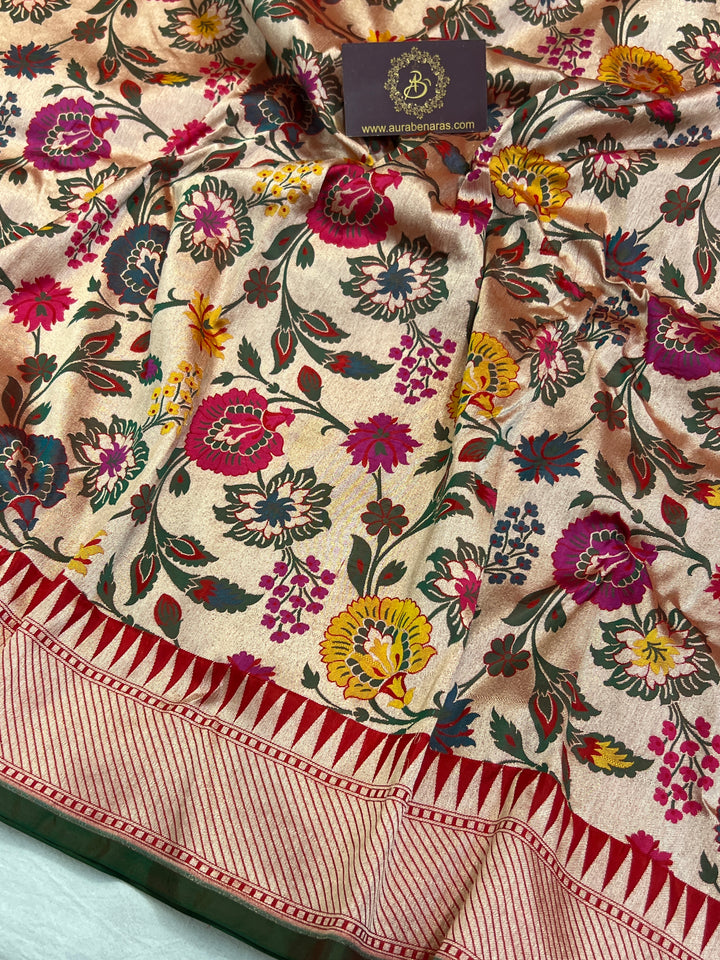 Red Katan Silk Banarasi Saree | Handloom Jaal with Meenakari