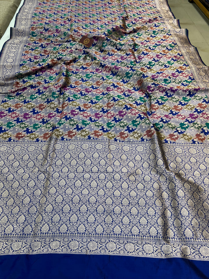 Buy Royal Blue Rangkaat Banarasi Katan Silk Saree - AuraBenaras