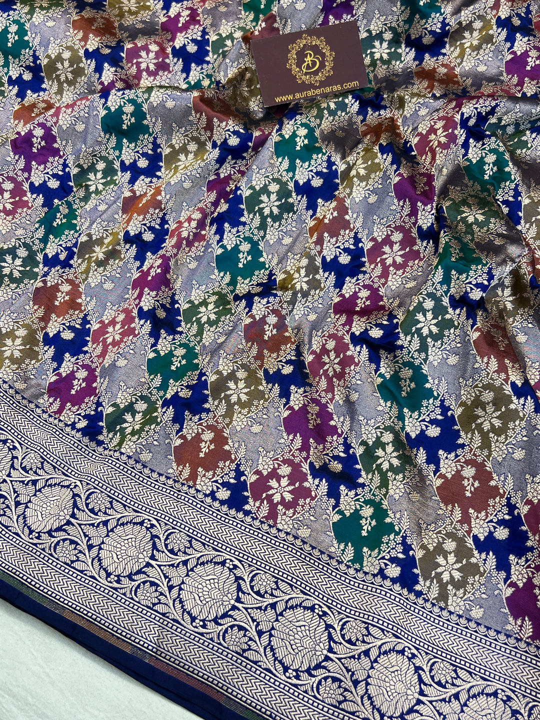 Buy Royal Blue Rangkaat Banarasi Katan Silk Saree - AuraBenaras