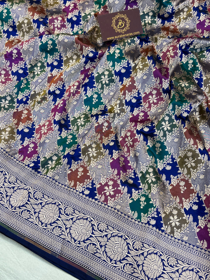 Buy Royal Blue Rangkaat Banarasi Katan Silk Saree - AuraBenaras