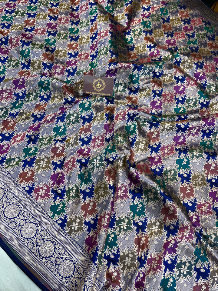 Royal Blue Rangkaat Pure Katan Silk Banarasi Handloom Saree