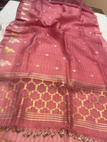 Onion Pink Pure Banarasi Handloom Silk Saree - Aura Benaras