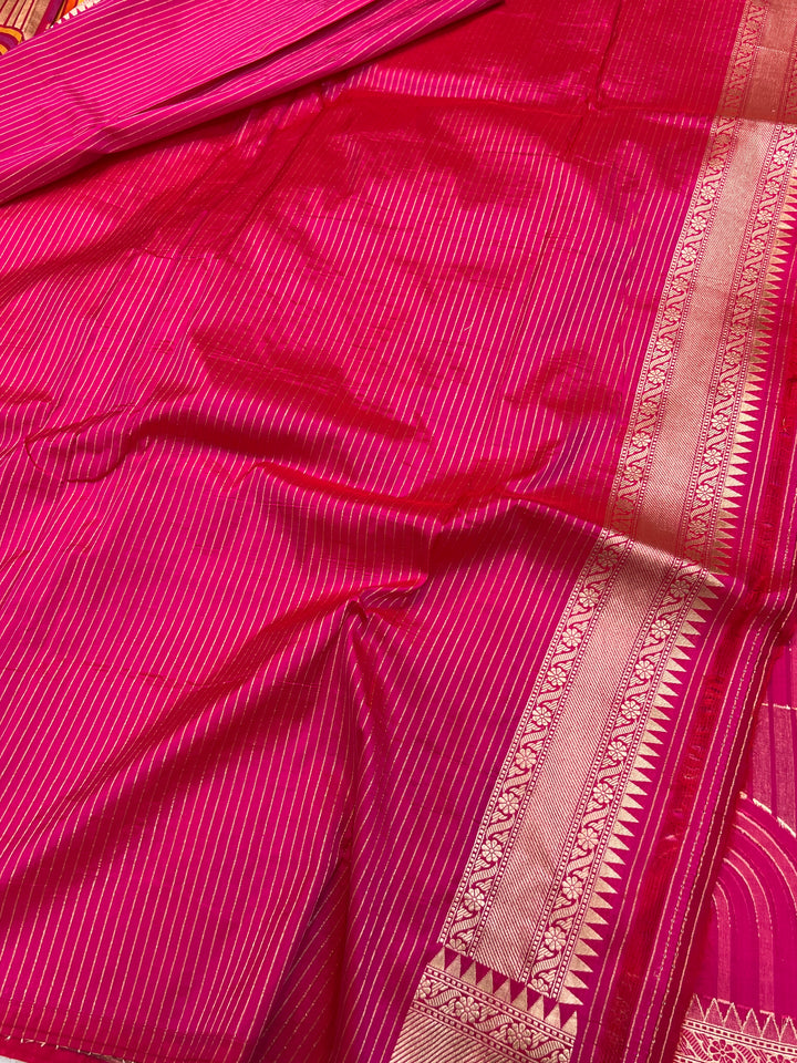 Buy Rani Pink Rangkaat Banarasi Katan Silk Saree - AuraBenaras