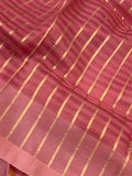 Onion Pink Pure Banarasi Handloom Silk Saree - Aura Benaras