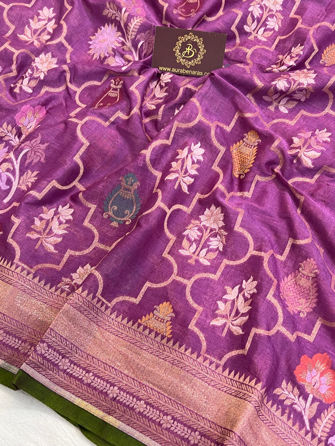 Dusty Lavender Cotton Silk Jamdani Saree with Meenakari Handloom Weave