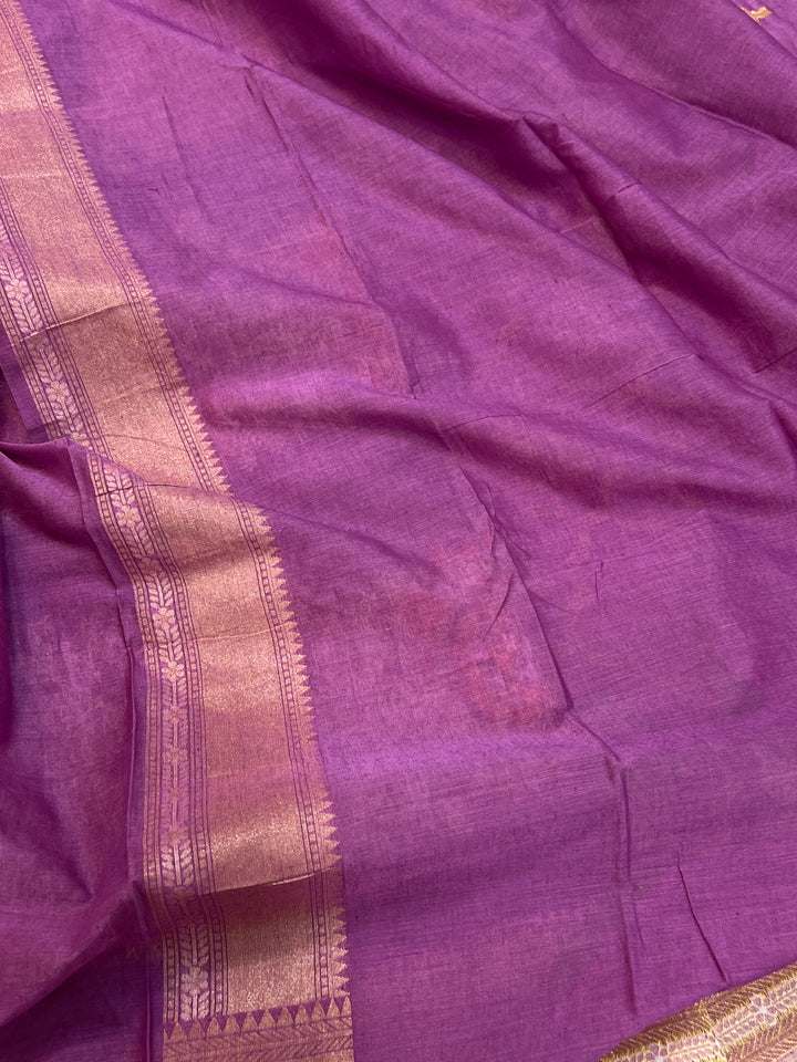 Dusty Lavender Cotton Silk Jamdani Saree with Meenakari Handloom Weave