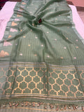 Sage Green Pure Banarasi Handloom Silk Saree - Aura Benaras