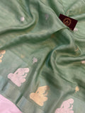 Sage Green Pure Banarasi Handloom Silk Saree - Aura Benaras