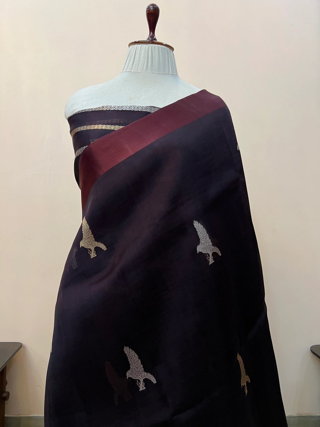 Coffee Brown Pure Kora Silk Handloom Banarasi Saree