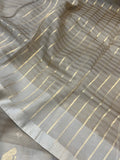 Pastel Grey Pure Banarasi Handloom Silk Saree - Aura Benaras