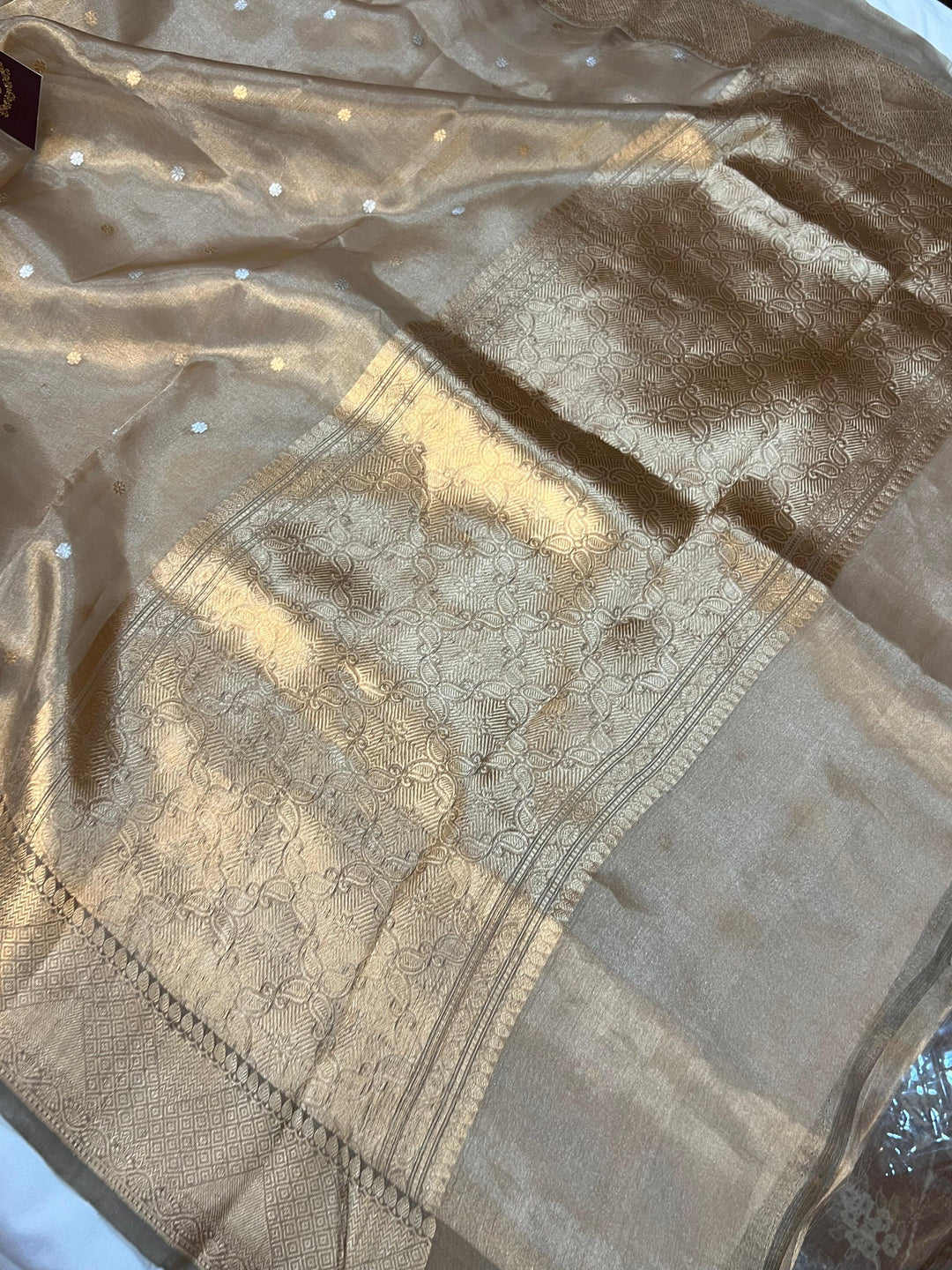 Golden Banarasi Handloom Tissue Silk Saree