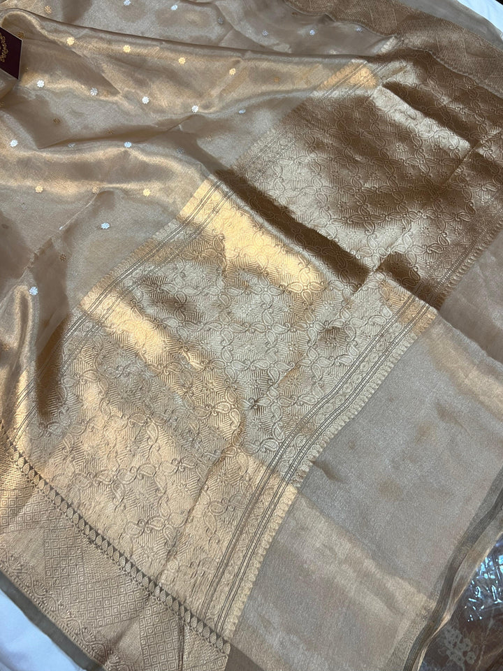 Golden Banarasi Handloom Tissue Silk Saree